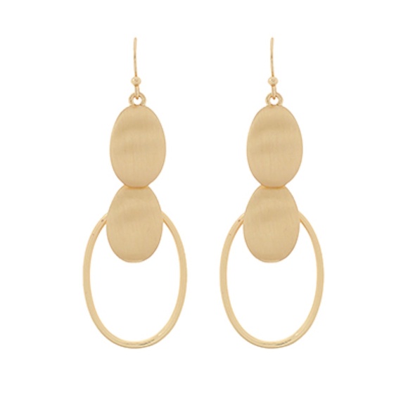 Satin Oval Linked Drop Earrings - Picture 1 of 2